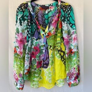 Hale Bob Silk Floral butterfly Blouse